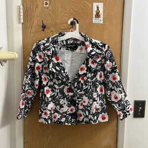 Floral Black and White Women's Jacket